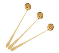 Ciieeo 3 pièces Cuillères à Soupe Inox à Long Manche Lot de Cuillères de Service Dorées pour Cuisine Café Restaurant Polyvalentes
