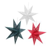 Ciieeo 3 Pièces Lanternes Étoiles Papier Pointes Pliables Décoration Suspendue Scandinave pour Noël Mariage Fête Anniversaire et Maison Ornements Festifs Blanc Rouge Vert