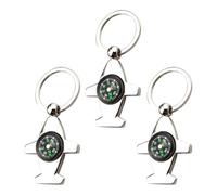 Ciieeo 3 Pièces Porte-clés Boussole Suspendue Forme Avion en Alliage de Zinc Argenté, Compas Portable pour Camping et Sports de Plein Air, Design Compact et Fonctionnel