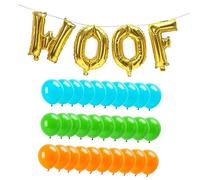 Ciieeo 35 pièces Set de Ballons Pet Birthday Décoratifs Woof Bleu Vert Orange pour Fête Chien