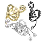 Ciieeo 3pcs Pinces à Cheveux en Métal de Note de Musique Perles Artificielles, Antidérapantes et Solides, Accessoires Élégants pour Coiffure Femme Casual ou Formelle