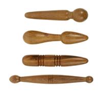 Ciieeo 4 Bâtonnets de Massage d'Acupression en Bois Marron pour Tête et Corps Stimulation des Points de Pression Outil Compact pour Soulagement Musculaire et Soin Peau