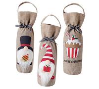 Ciieeo 4 Ensembles Ensemble De pour Bouteilles De Vin De Noël De Fête Fourre-Tout en Toile De Jute Support De Refroidisseur À Vin Centres De Table De 3 pièces * 4