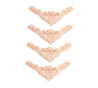 Ciieeo 4 pièces Appliques Sculpté Fleur Non Peintes Décorations Angle Élégantes pour Mobilier Chambre Porte Armoire Style Français Luxe Résistant Au Fading
