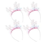 Ciieeo 4 Pièces Bandeau Cheveux Flocon de Neige, Décoration de Cheveux de Noël, Blanc, Feutre et Guirlande Scintillante, Léger, Confortable, pour Garçon et Filles, Fêtes de Noël