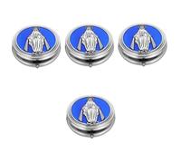 Ciieeo 4 Pièces Boîte Métallique Rétro pour Chapelet et Bijoux Coffret Cadeau Petite Boîte de Rangement pour Perles de Prière Catholique Organisateur Compact pour Communion et Souvenir