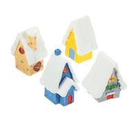 Ciieeo 4 Pièces Chalet du Père Noël Mini Maison De Neige Maison De Campagne Accessoires De Village De Noel Décoration Miniature De Noël Déco De Noël Chalet De Jardin Féerique Résine