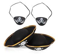 Ciieeo 4 Pièces Chapeau Pirate et Masque Œil Cosplay Accessoires Costume pour Adultes et à Thème et Jeux de Rôle