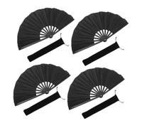 Ciieeo 4 Pièces Éventails Pliants Chinois pour Kung Fu et Danse Noirs avec Claquant Pliables et Résistants Ergonomique pour Entraînement et Performances Traditionnelles