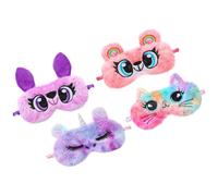 Ciieeo 4 Pièces Masque de Sommeil Garçon Fille Cache-yeux Peluche Multifuntionnel Animaux Chouette Chat Arc-ciel Licorne Violette Ours Arc-ciel Confortable et Doux pour Dormir