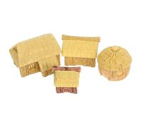 Ciieeo 4 Pièces Mini-paysages en Résine, Décor de Chalet Miniature Style Campagne Européenne, Beige, pour Salon et Présentation, Rétention des Couleurs, Design Compact