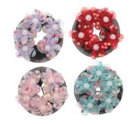 Ciieeo 4 Pièces Snood de Danse pour Garçon et Filles Cordon de Serrage en Coton et Plastique, Maintien Ferme des Cheveux, Coordination de Couleurs, pour Équipes de Danse et Longues