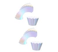Ciieeo 48 Pièces Caissettes Cupcake Iridescentes Décoration Arc-ciel pour Muffins Shower Anniversaire Fête Filles