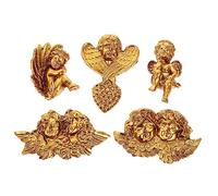 Ciieeo 5 Ensembles Beau Charme D'ange Arrière-plan Fleuri Mini-accessoires Charmes À Plat Charmes De Boîtier De Téléphone Compact Résine Golden 5 Pièces * 5