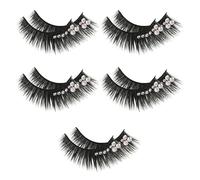 Ciieeo 5 Paires de Faux Cils Noirs Effet Volume Épais avec Diamants Faciles à Utiliser Fibres Synthétiques pour Spectacle de Danse Latine pour Soirées et Performances