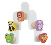 Ciieeo 5 Pièces Crochets Muraux Adhésifs Animaux Lot de Frog Panda Lion Rooster Cow Crochets pour Installation Facile Décoration Murale Pratique