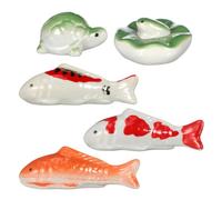 Ciieeo 5 Pièces Figurine Céramique Décorative pour Aquarium de Poisson Rouge, Tortue ou Grenouille, Décoration Unique et Résistante la Décoloration pour Aquarium à Domicile