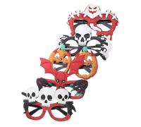 Ciieeo 5 Pièces Lunettes Halloween Décoratives Légères pour Garçon Fille et Adultes avec Motifs Citrouille Chauve Souris Crâne Accessoires Photo Festifs pour Fête Dhalloween