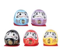 Ciieeo 5 pièces Set de Ornements Dharma Japonais Porcelaine Colorée Décoration de Bureau Traditionnelle Artisanale Cadeau pour Amateurs d'art en Argile