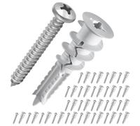 Ciieeo 50 ensembles Kit de Chevilles pour Plaques de Plâtre avec Vis Auto-perceuses Chevilles Nylon Auto-foreuses pour Fixation Murale Stable pour Supports Tv et Charges Moyennes