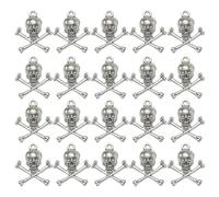Ciieeo 50 Pièces Pendentif Diy23*19mm Tête de Mort en Alliage Argenté | Accessoire de Bijoux Soi-même, Breloques Inoxydable, pour Collier pour Création