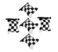 Ciieeo 5pièces Ballons De Fête Aluminium à Carreaux Noirs Et Blancs Décorations De Drapeau De Course Suspendu Pour Anniversaire Thème Des Voitures