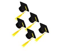 Ciieeo 5pièces Mini-Chapeaux De Doctorat Couvre-Bouteilles De Doctorat Bouchons De Bouteille De Vin De Bouteille De Vin à Pompon Lot de Jaunes