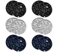 Ciieeo 6 Paires de Clips D’Oreilles Magnétiques Non Percées 10 MM en Acier Inoxydable Argenté Noir et Bleu Petits Clous D’Oreilles Décoratifs pour Hommes et Femmes Accessoires Légers