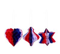 Ciieeo 6 pièces Décorations Papier Forme de Miel Rouge Blanc et Bleu pour Fête de Indépendance Fournitures de Fête Patriotique pour Memorial Day