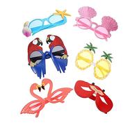 Ciieeo 6 Pièces Lunettes de Fête Hawaïennes de Décoratifs avec Flamant Rose Perroquet Étoile de Mer Crabe et Ananas pour Photos Amusantes et Animées Lors de Vos Événements Festifs