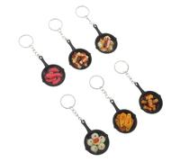 Ciieeo 6 Pièces Miniature Imitation Food Keychain Set Frying Pan Pendant With Rib Fried Dumpling Sausage Lightweight Bag Charm For Handbags And Party Favors