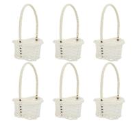 Ciieeo 6 Pièces Panier Tressé à Anse Blanc, Rangement Multi-usage | Plastique et Bambou, Style Classique Chic, Effet Décoratif, Panier à Provisions pour Organisation Quotidienne