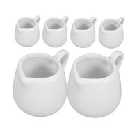 Ciieeo 6 Pièces Pichet Crémier Céramique Blanche avec Poignée Mini Pot à Sauce Porcelaine pour Café Lait Sauce Résistant Micro-ondes et Congélateur Verseur Précis et Élégant pour Table