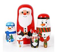 Ciieeo 6 Pièces Poupées Matryoshka Russes De Noël Poupées Gigognes Bonhommes De Neige Poupées Russes en Bois Faites À La Main pour Enfants Anniversaire De Noël