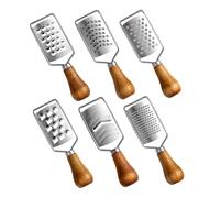 Ciieeo 6 Pièces Râpe à Fromage Multifonction Acier Inoxydable avec Manche Bois Zesteur Râpe Fine et Grossière Trancheur pour Citron Gingembre Ail Chocolat Légumes Fruits