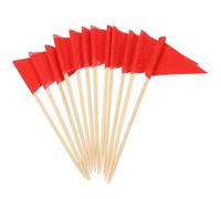Ciieeo 60 Pièces Mini Drapeaux Rouges Triangle pour Décoration de Cupcakes et Buffet Piques Apéritives Robustes pour Étiquetage Buffet et Cocktail pour Fête et Présentation Élégante
