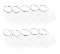 Ciieeo 60 Porte-clés en Acrylique Blanc avec Bagues en Alliage de Zinc, Étiquettes Carrées Faciles à Écrire, pour Location et Places de Parking