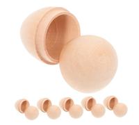 Ciieeo 6pièces Lot De Œufs Bois Creux Pour Pâques Œufs Bois Non Peints Pour Bricolage Peinture Et Décoration Créative De Pâques Accessoires De Décoration Vide À Personnaliser