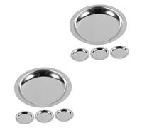 Ciieeo 8 Pièces Soucoupe Sachet De Thé Plateau De Dessous De Thé Tapis De Tasse De Thé Tampon Rond Tapis De Bouteille De Vin Dessous De Verre Isolé sous-Verres Acier Inoxydable 304