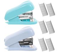 Ciieeo Agrafeuse Compacte en Métal et Pp, Lot de 2 Sets de Sets, Ressort Automatique, pour Bureau et École, Accessoire Bureautique Pratique et Portable