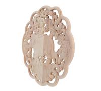 Ciieeo Appliques Décoratives en Bois Non Peint Sculpture D’Éléphant Ronde 30X30 CM Décoration Murale Artisanale pour Meubles Portes et Commodes Autocollants Bois Sculpté Animal
