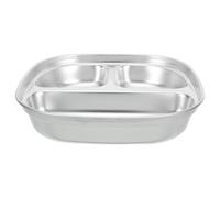 Ciieeo Assiette de Service Divisée en Acier Inoxydable Argenté 3 Compartiments, Design Moderne Compact et Réutilisable pour Repas Équilibré L'école