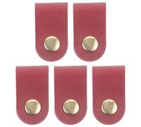 Ciieeo Attaches de Câble en Cuir Synthétique Rouge Foncé - Lot de 5 Sangles de Fixation Réutilisables - Organiseur de Cordons Pratique pour Bureau et Maison - Gestion des Câbles