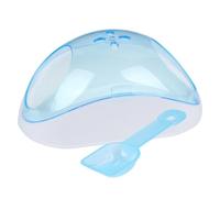 Ciieeo Bac pour Hamster et Chinchilla en Plastique Semi-Transparent Bleu Ciel avec Pelle à Sable Incluse Portable et Stable Bain de Sable Stimulation Physique des Couleur Aléatoire