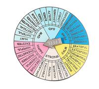 Ciieeo Badge Roue des Émotions en Métal Portable Plateau Tournant Rond Décoratif Accessoire Psychologie Badge Émaillé Solide pour Présent et Activités Thérapeutiques