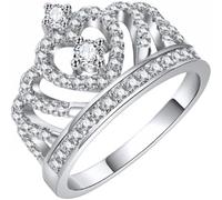 Ciieeo Bague Créative Couronne en Alliage Métallique Argenté, Anneau 8 Taille Femme, Bijou Décoratif pour Usage Quotidien et Présent Femme