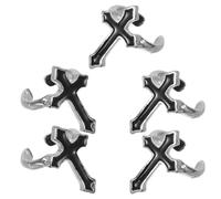 Ciieeo Bague Croix Chrétienne Ouverte Réglable, Style Gothique Rétro | Finition Argenté Noir, Ajustement Facile, pour Prières, Pâques et Halloween, Hommes Croyants