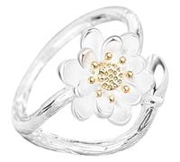 Ciieeo Bague de Déclaration Fleur Oue Anneau Ajustable Cuivre Argenté Fête