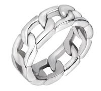 Ciieeo Bague en Acier Titane Creuse à Maillons Épais pour Homme, Anneau Inoxydable Gris Acier, Taille 11, Style Chaîne Moderne pour Soirées et Usage Quotidien