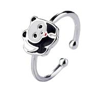 Ciieeo Bague Ouverte Ajustable de Panda Argentée Bague Femme Créative et Décorative Bijou de Doigt pour Soirées Mariages et Usage Quotidien
